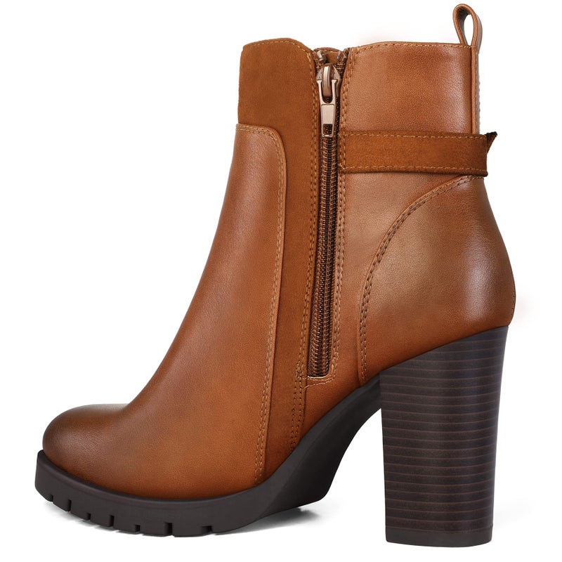 mysoft Women's Ankle Boots Chunky Stacked Heel Zipper Booties - Available in Wide Sizes - Image 5